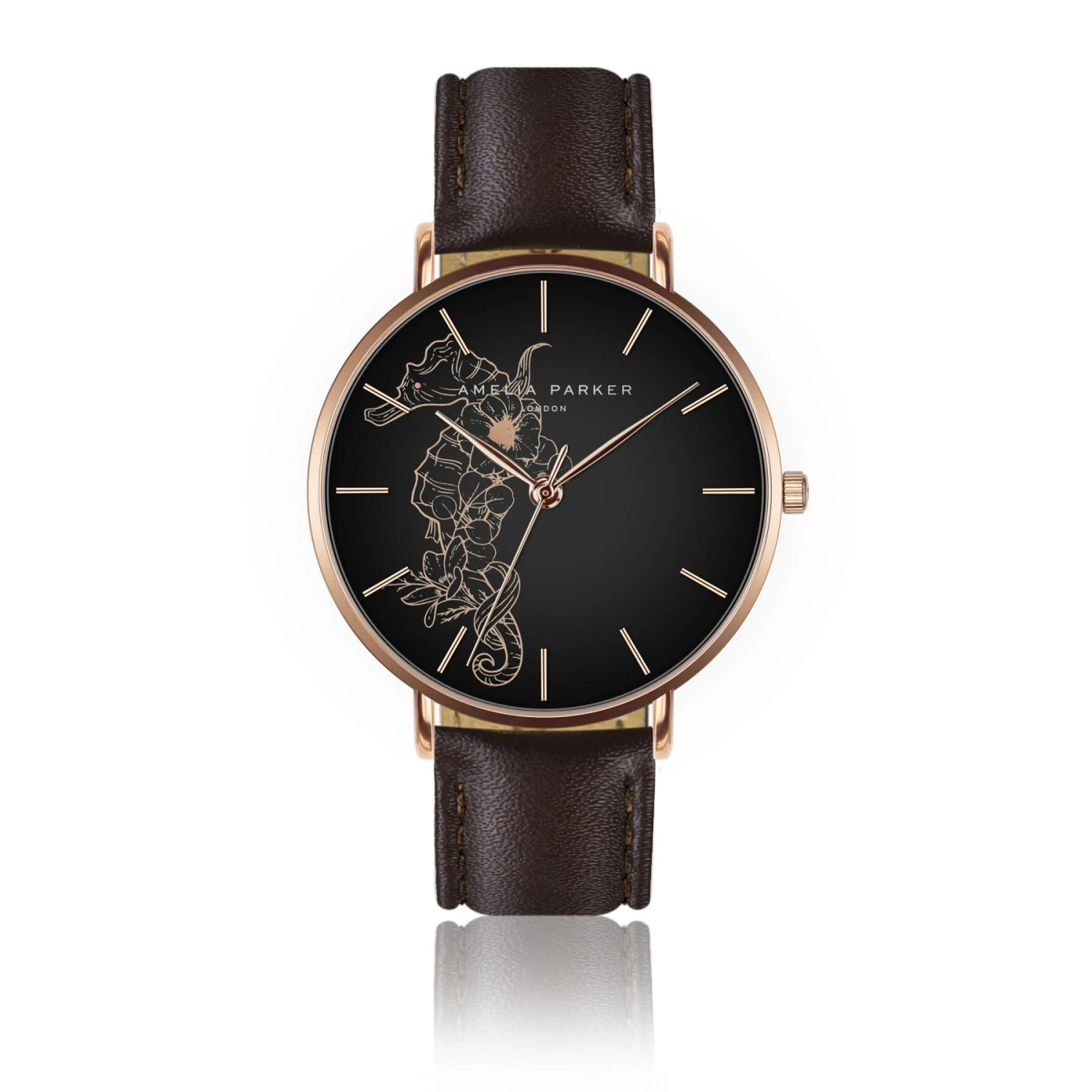 Lederen Horloge Voor Vrouwen Amelia Parker Fossil Brown 3 Lederen Horloge Voor Vrouwen Amelia Parker Fossil Brown