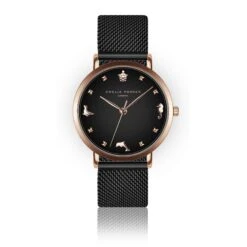 Dameshorloge Amelia Parker Gold Charm Black Mesh