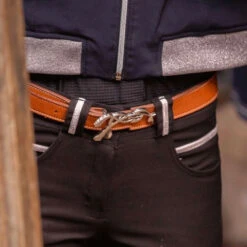 PÉNÉLOPE Glad Leren Riem Pénélope -Accessoires Verkoop penelope 960008570 cognac 3